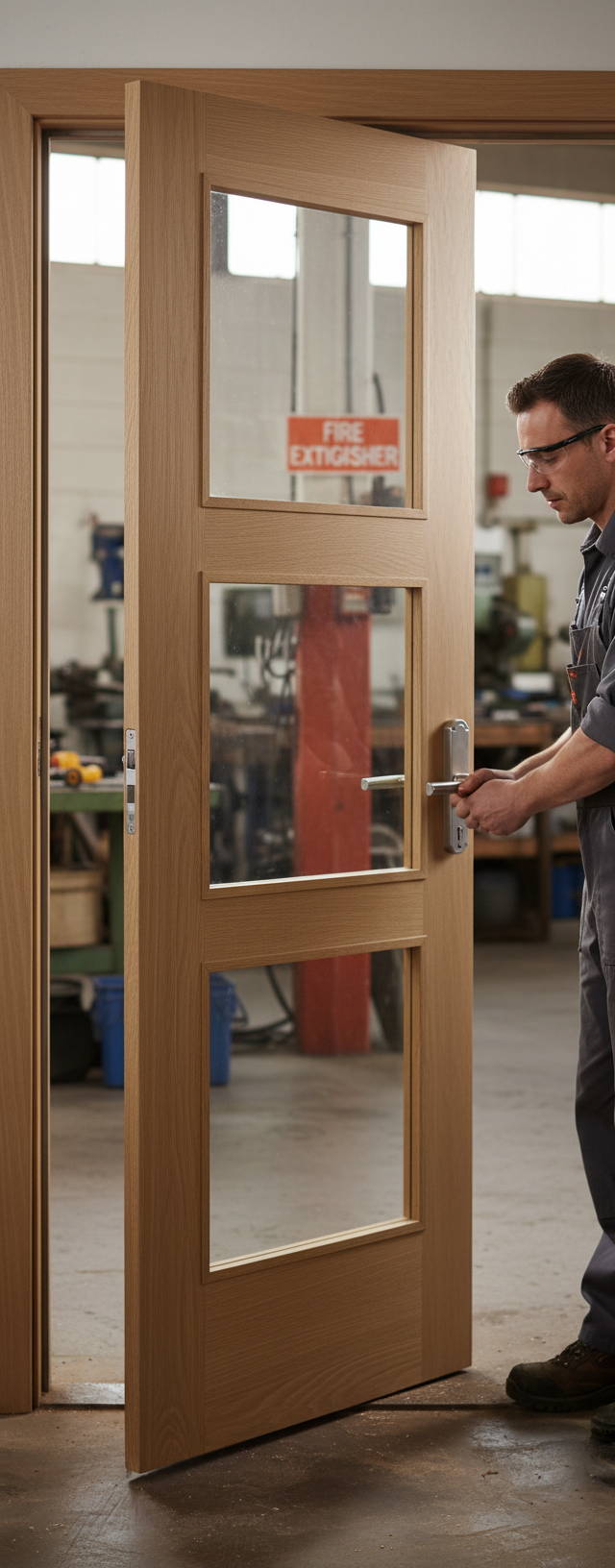 Premium Fully Finished Clear Glazed FD30 Fire Door with 3 Panel Design for Enhanced Light Flow and Durability