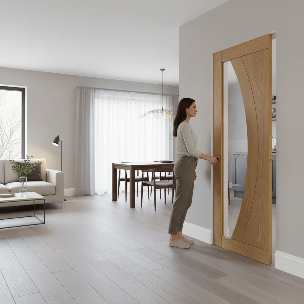 Premium Clear Glazed Flush Pocket Door Set with No Bottom Track and Space-Saving Design - Multiple Sizes Available