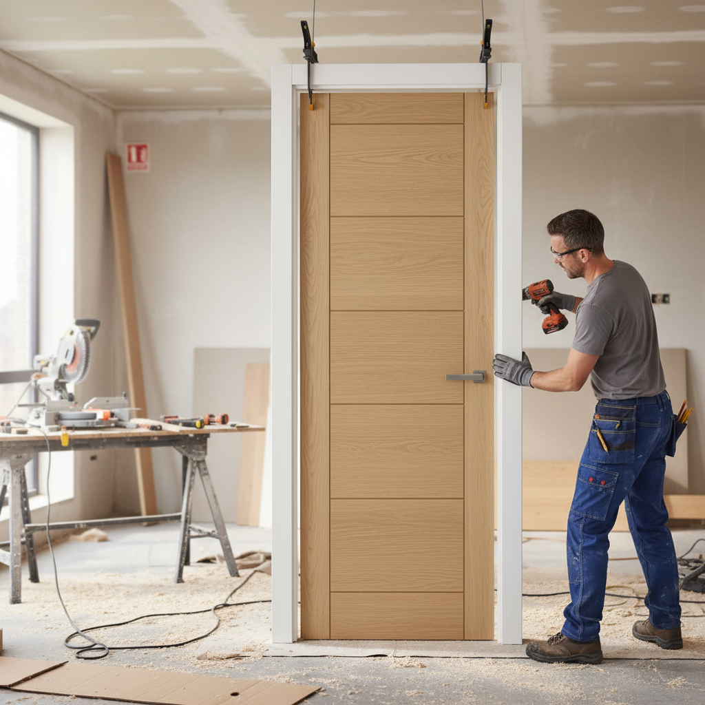 Premium Unfinished Oak Internal Ladder Door with Customizable Design and Solid Core Construction for Durability