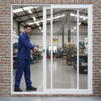 Premium 10ft White Aluminum Inline Sliding Doors with Multi-Point Locking System and Double Glazed Thermal Efficiency