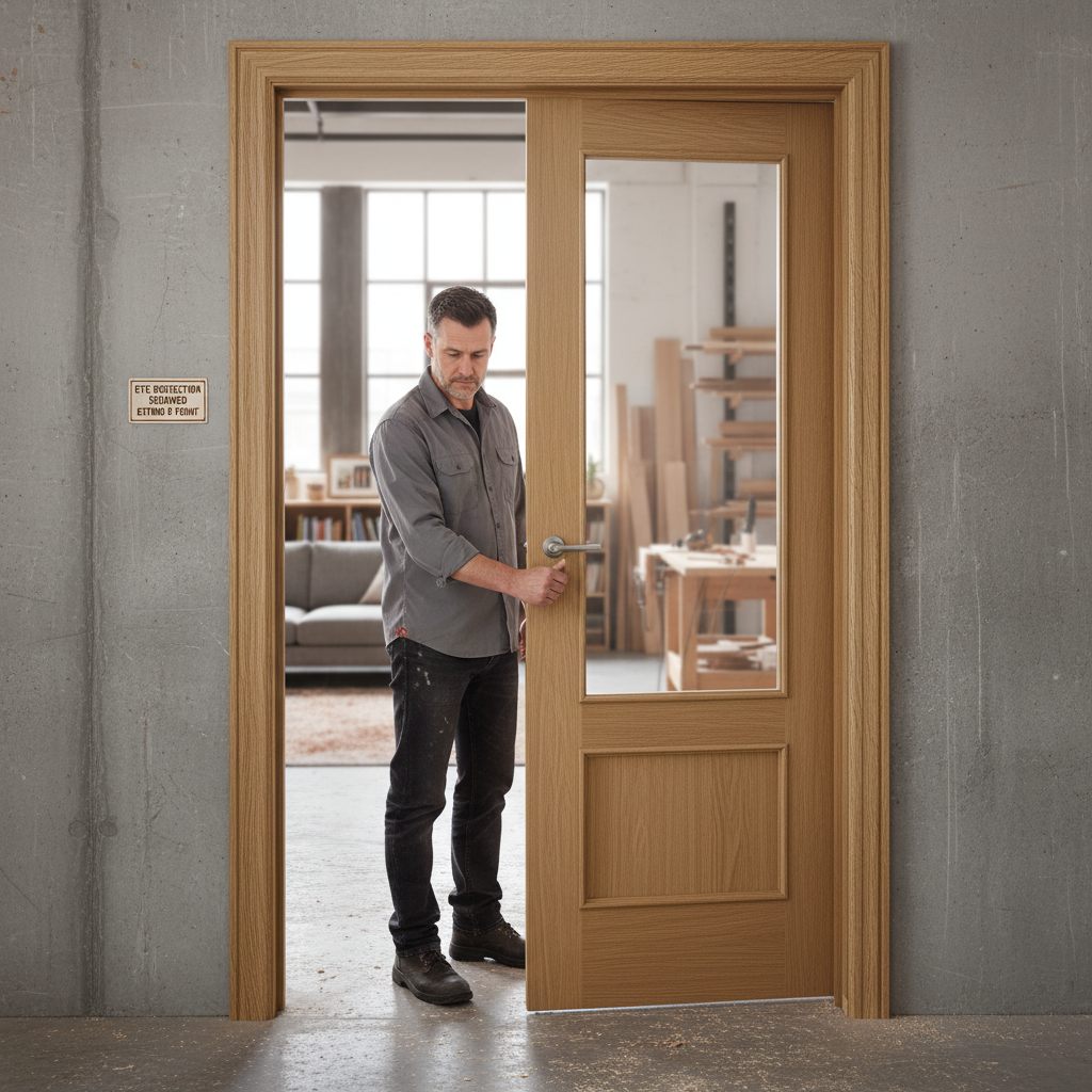 Premium Custom Made Oak Clear Glazed Internal Door with Raised Mouldings for Elegant Home Decor