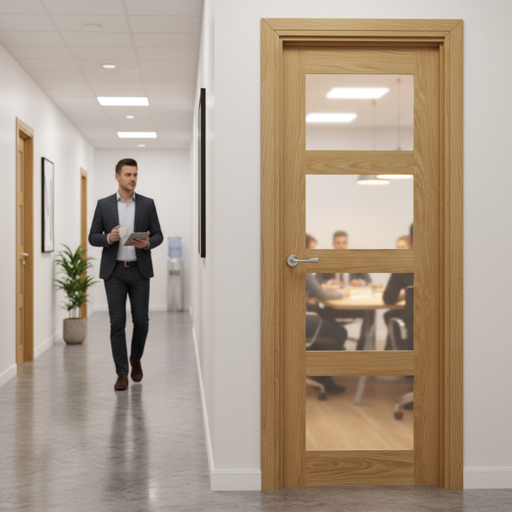 Premium Obscure Glazed Fully Finished Door with Solid Core and Toughened Glass - High-Quality Professional Grade for Industrial and Commercial Appl...