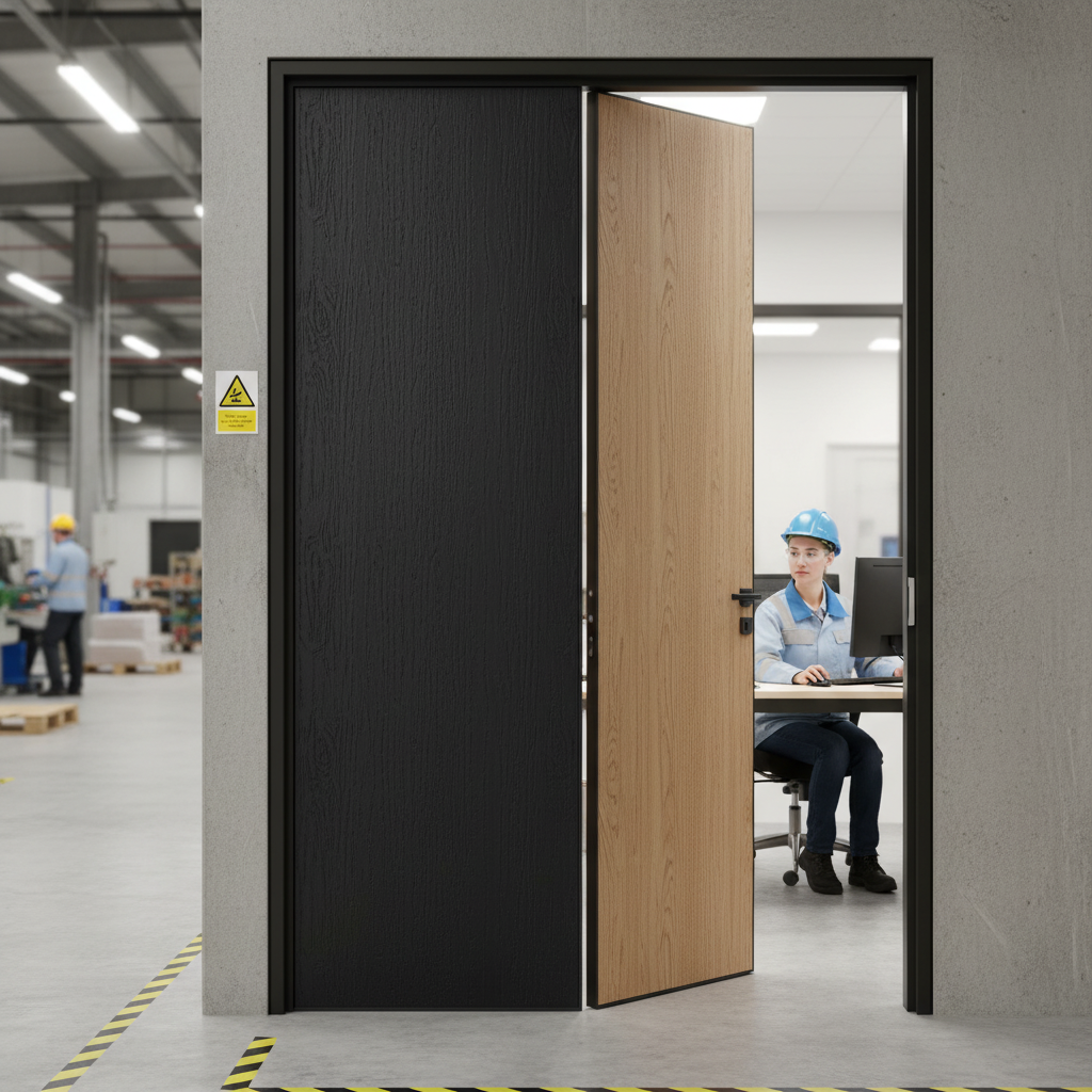 Internal Dual Finish Door Sample 125mm x 125mm with Black Oak Finish and RAL9005 Color Option for Elegant Interiors - Image 2