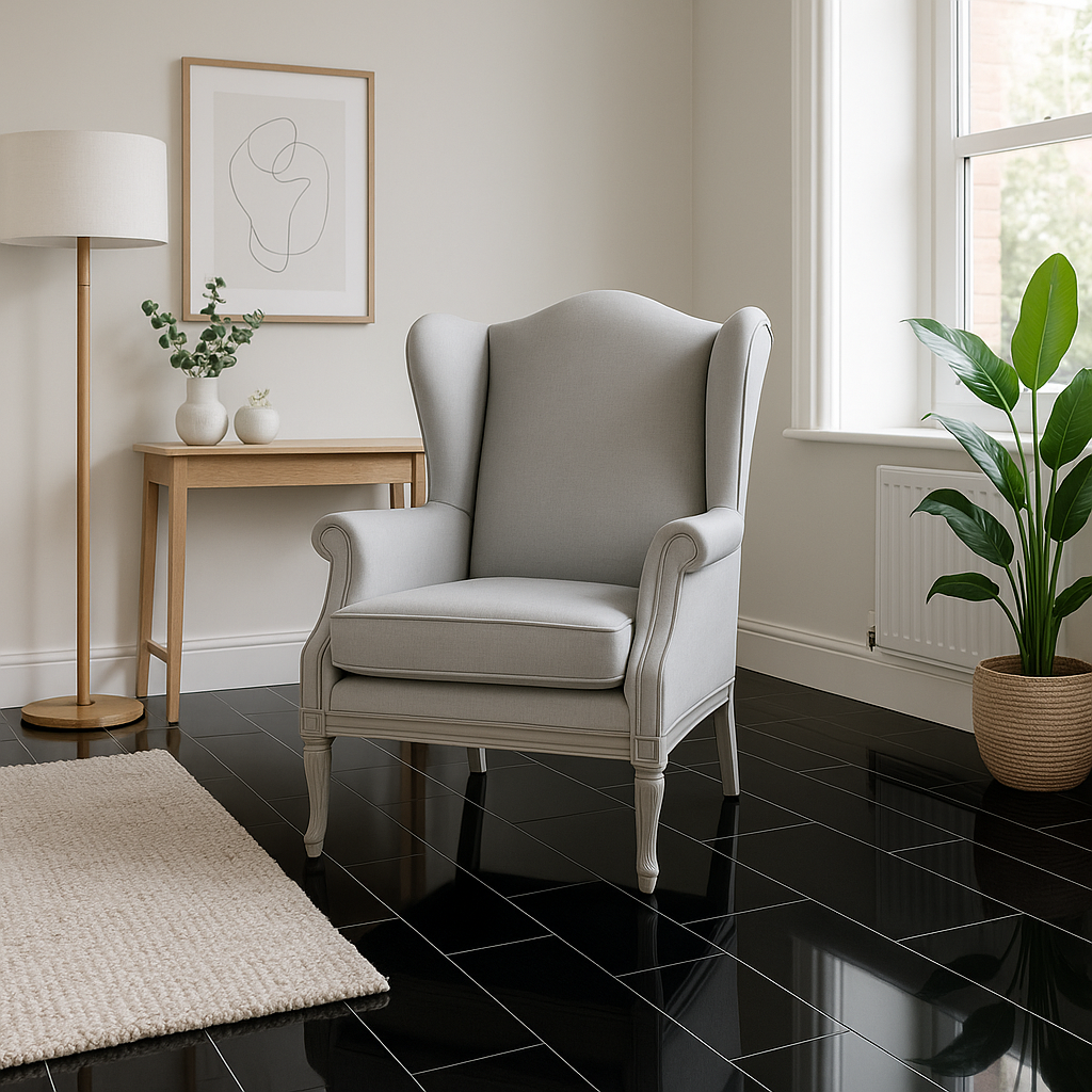 High Gloss 8mm Black Lustre Stone Laminate Flooring