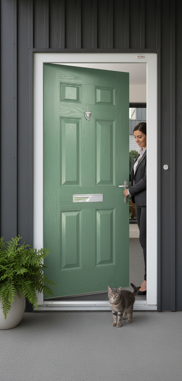 Premium External Fire Doorset with 30 Minute Fire Resistance, Solid-Core Construction, and Versatile Color Options