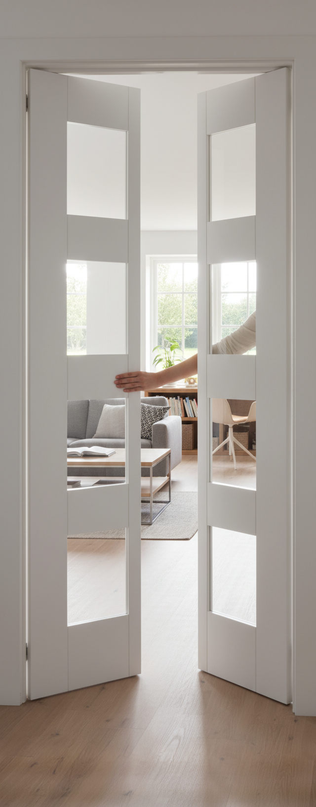Premium Internal White Primed 4 Light Clear Glazed Bi-Fold Door for Modern Interiors
