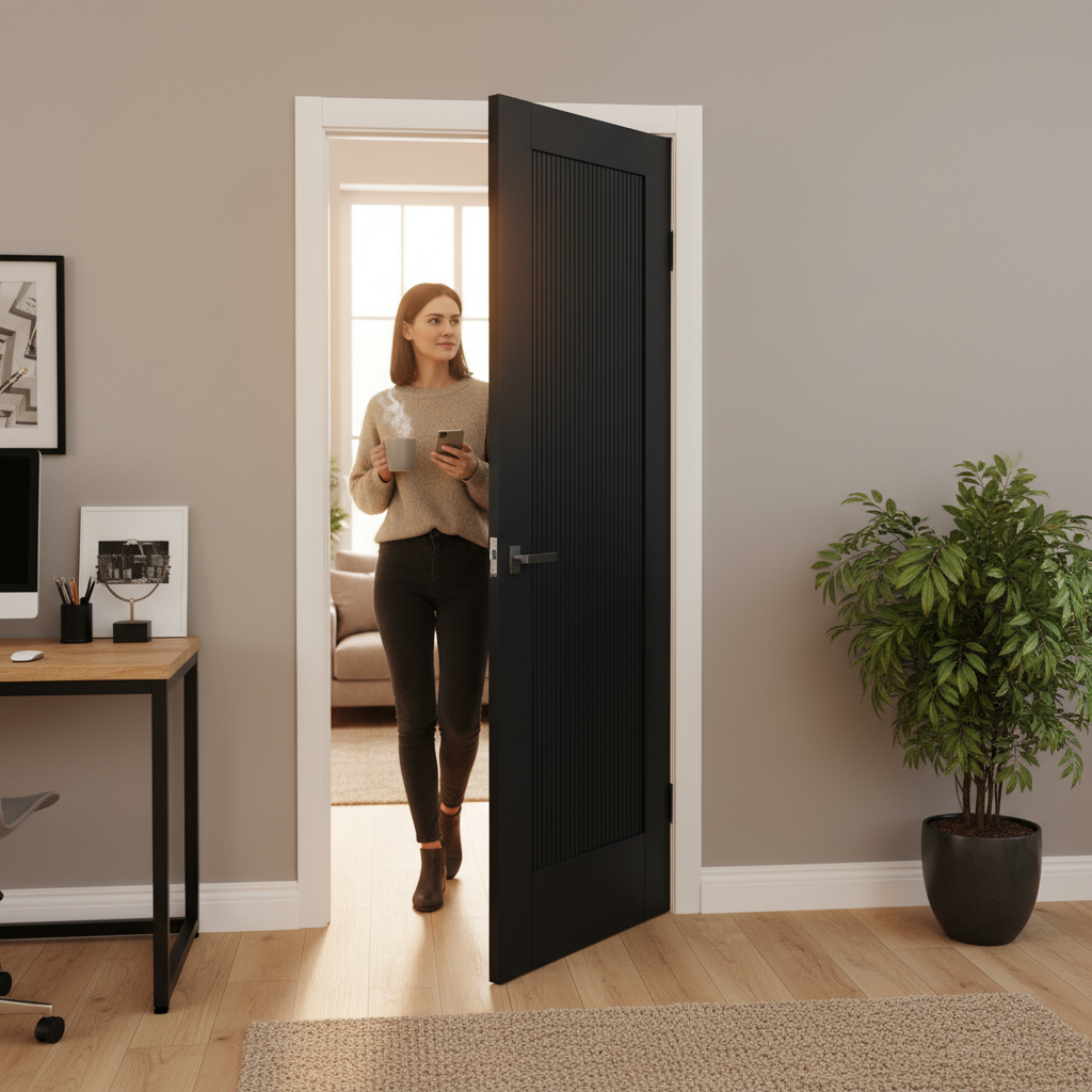 Premium Internal Fully Finished Fluted Pattern 10 Panelled Door - Durable Solid Core for Enhanced Stability and Soundproofing - Image 2