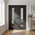 Internal Black French Door with Fully Finished Oak and Clear Glass 1 Light