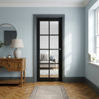 Internal Studio Door Jet Black Fully Finished with 8 Light Clear Glass