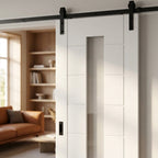 Internal White Sliding Door with 1 Light Clear Glass, Primed Finish - detail view