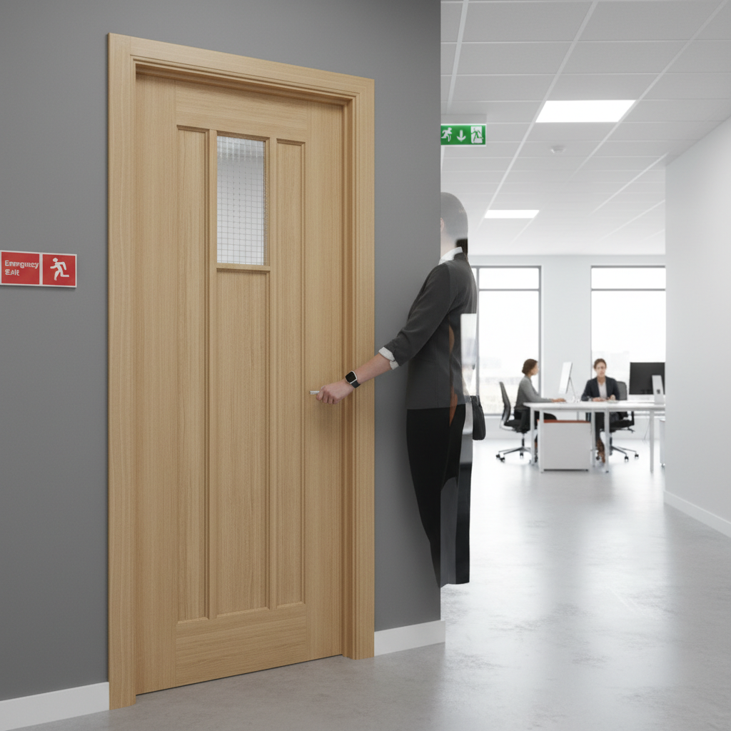 Premium Unfinished Oak Internal Fire Door with 30 Minute Rating and Solid Core Construction for Modern and Traditional Interiors