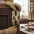 Premium Antique Brass Concealed Hinge - Stylish Door Hardware with Durable Finish and Compact Dimensions