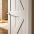FD30 Fire Door White Internal Primed Barn with Solid Engineered Timber Core - detail view