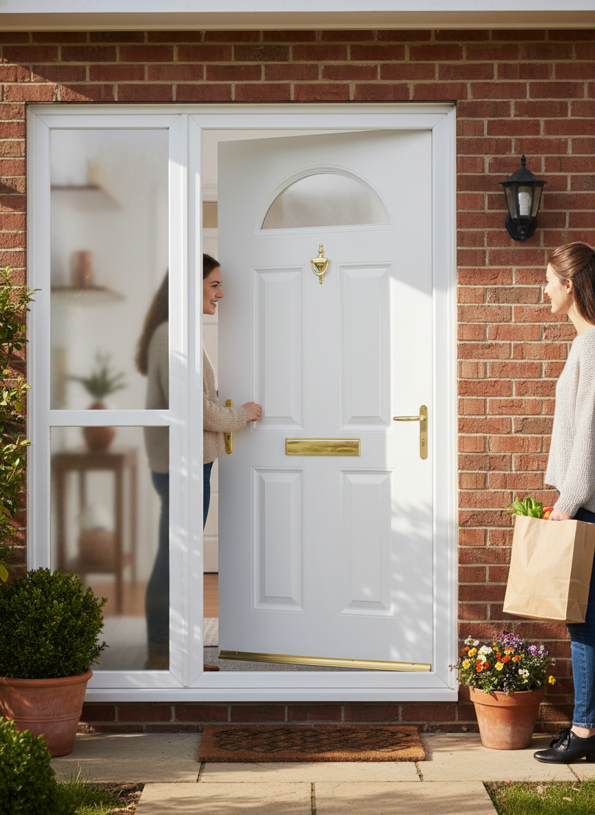 Premium External Glazed Fire Door Set with Sidelight - 30 Minute Fire Resistance and Security Features