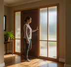 Premium Oak Effect Grand Entrance Door Kit with Adjustable Sidelight Frames, 80" Height and 32" Width for Customizable Entryways