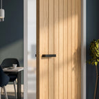 Oak Internal Door Unfinished with Solid Engineered Core and Obscure Glass - detail view