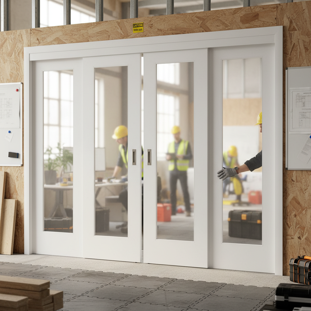 Premium Sliding Room Divider with Fixed Panels for Open-Plan Spaces - Versatile French Door Design with Customized Sizes