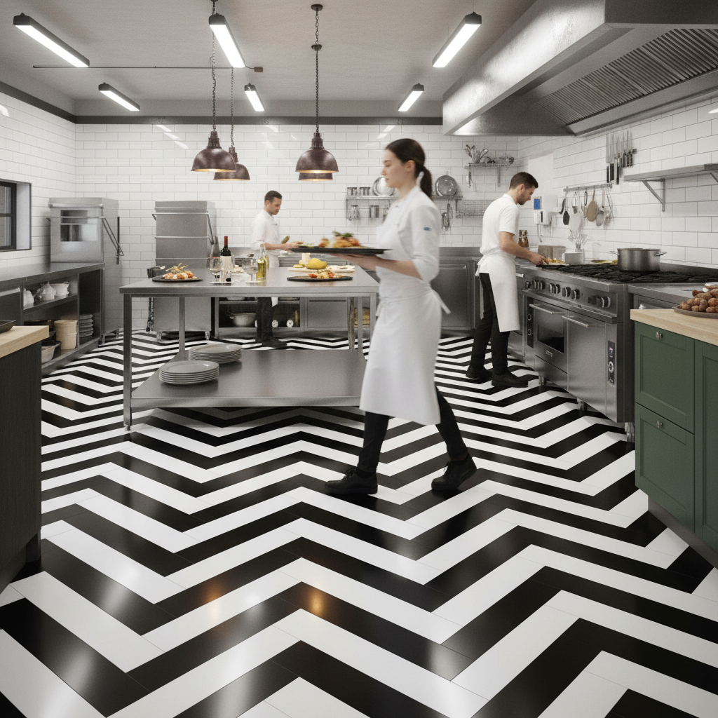 Premium 6mm Luxury Vinyl Flooring with Herringbone Pattern in Black and White - Durable, Water-Resistant, and Easy to Install