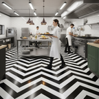 Premium 6mm Luxury Vinyl Flooring with Herringbone Pattern in Black and White - Durable, Water-Resistant, and Easy to Install - Image 2