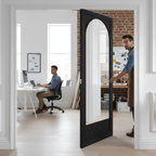 Premium Arched Double Pocket Door System - Durable Steel Frame and Soft Closing Features