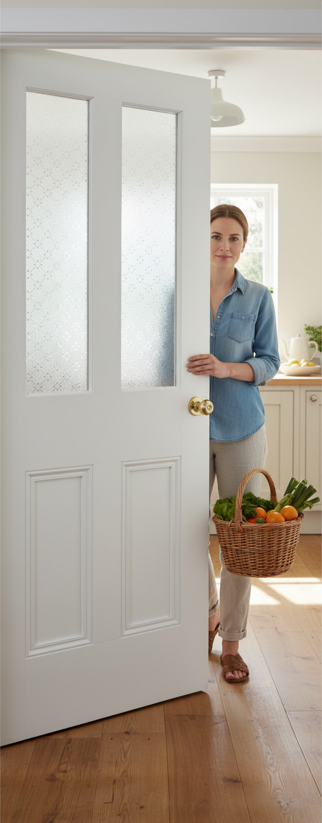 Premium Unglazed Internal Door with Silkscreen Glass Panels - Vintage Style, Engineered Construction, Multiple Sizes Available