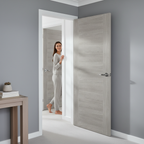Premium White Grey Laminate Door with Semi-Solid Construction and Textured Surface for Contemporary Homes