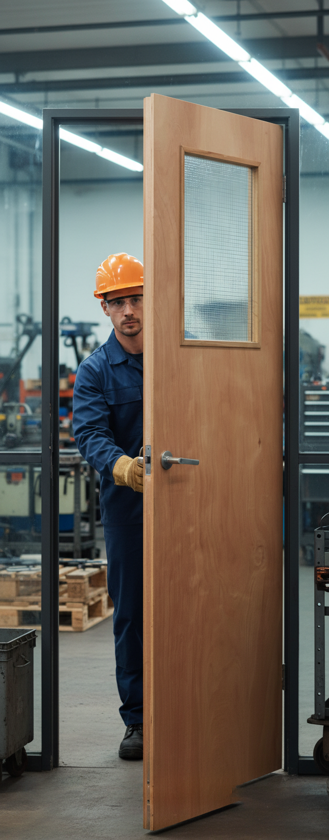 Premium Unfinished FD30 Internal Fire Door with Pyroguard Wired Glass, Solid Core Construction and 30 Minute Fire Rating