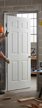 Premium White Moulded Smooth 6P Square Top Fire Door for Interior Use - High-Quality Professional Grade for Industrial and Commercial Applications