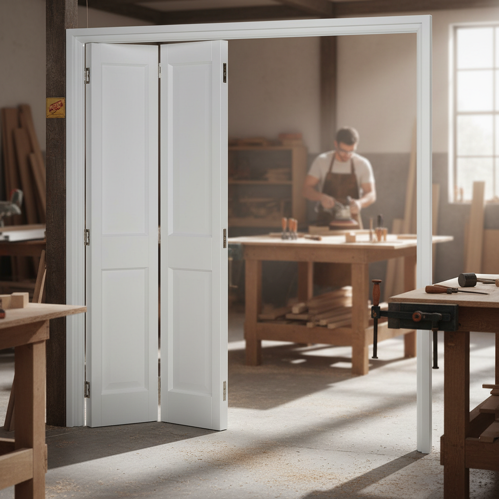 Premium Fully Finished 3 Leaf White Victorian Bi-Folding Set for Room Separation with Elegant Slim Line Design