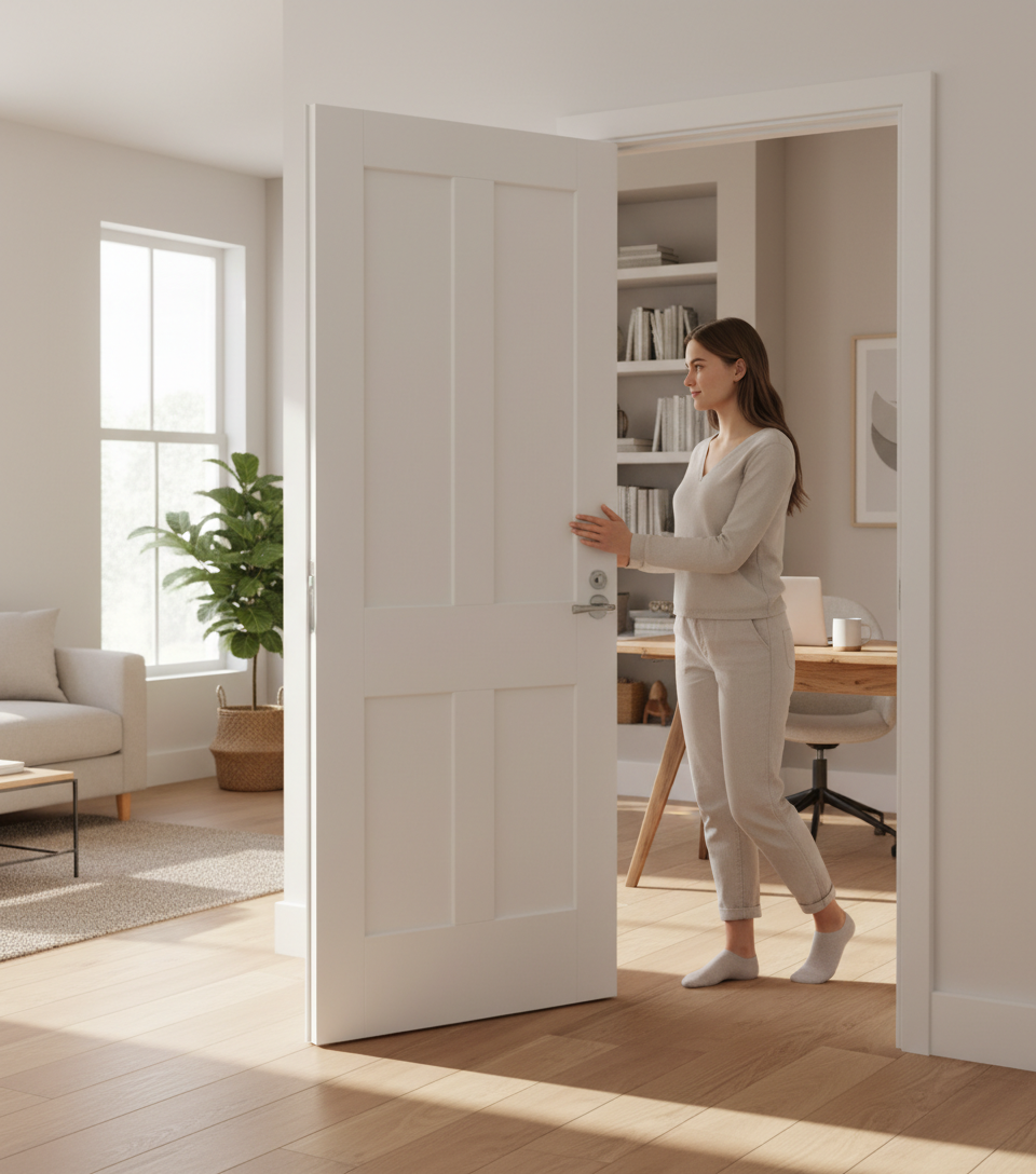 Premium 4 Panel White Internal Door with Engineered Construction and Solid Core for Strength and Stability