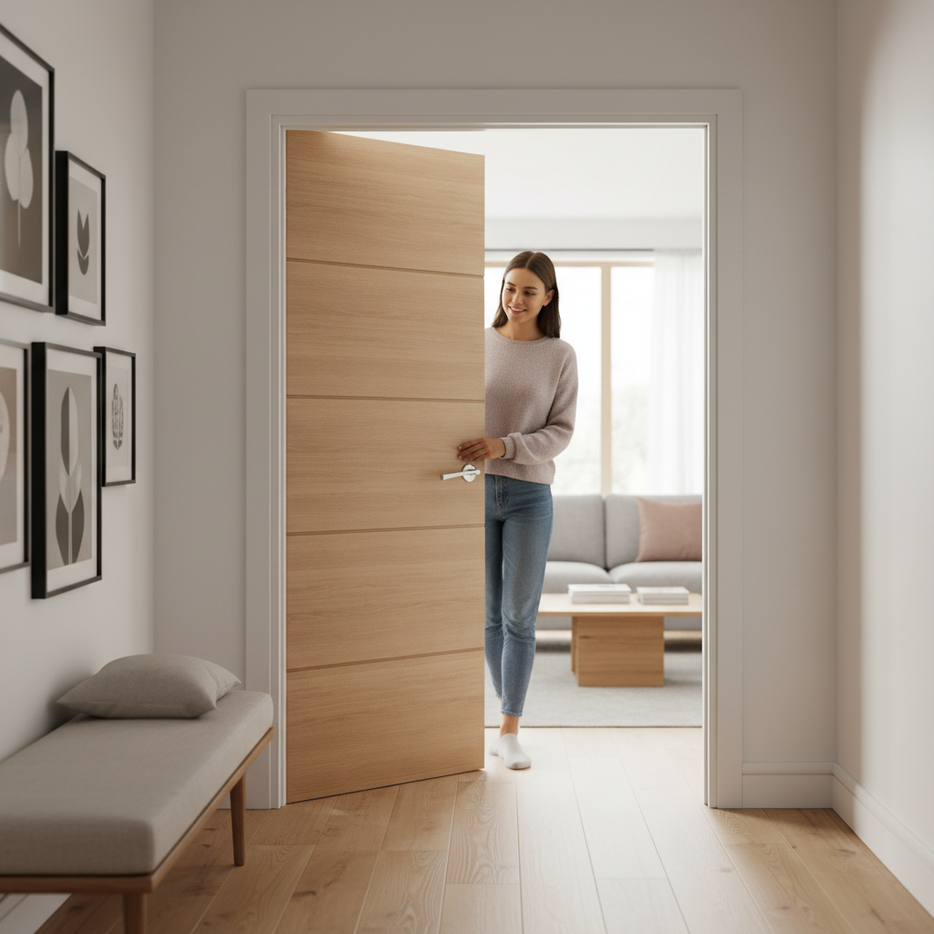 Premium Internal Oak Door with Five Horizontal Panels and FSC Certified Real Wood Veneer