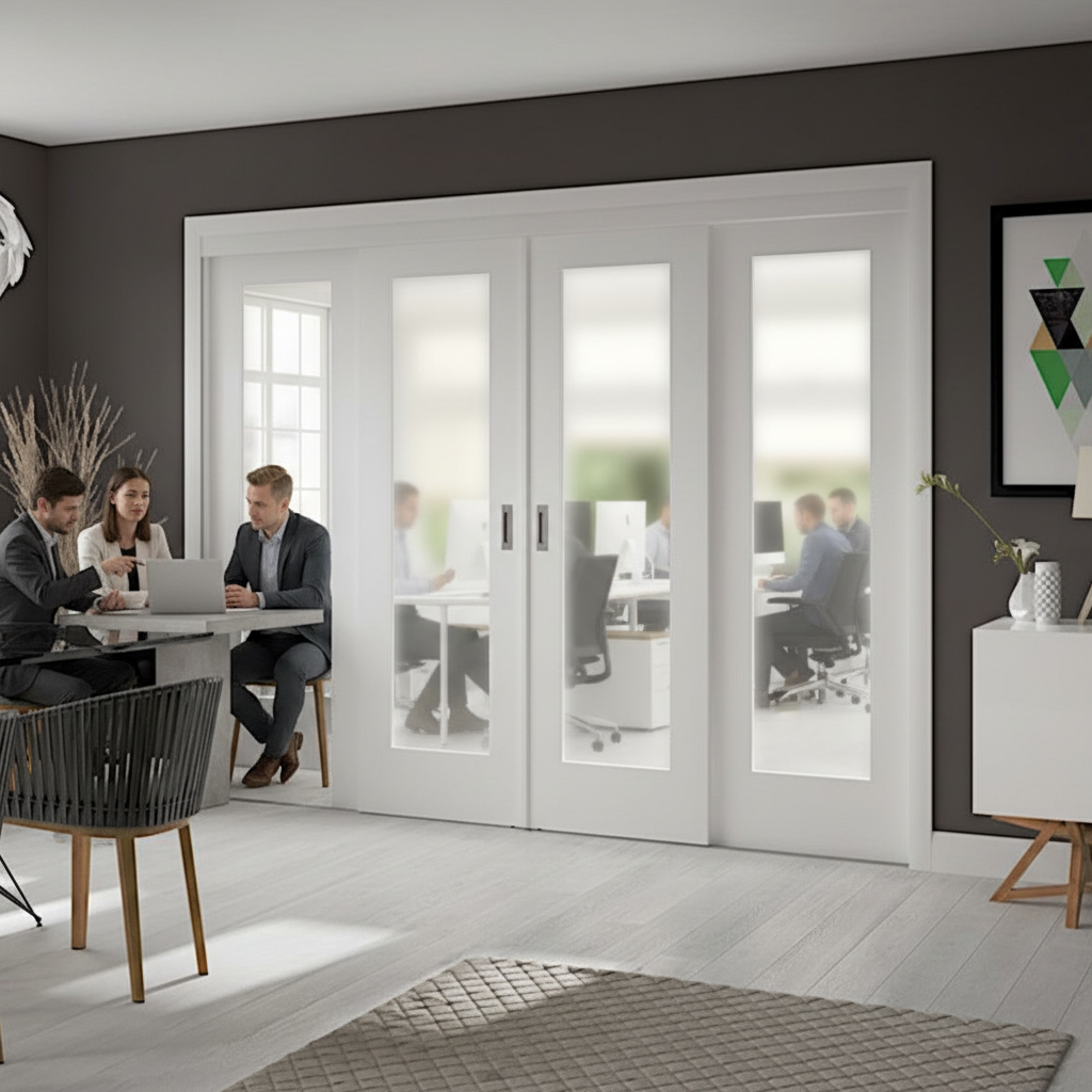 Premium Sliding Room Divider with Fixed Panels for Open-Plan Spaces - Versatile French Door Design with Customized Sizes