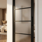 Internal Jet Black Door with Fully Finished 4 Light Obscure Glass Design - detail view