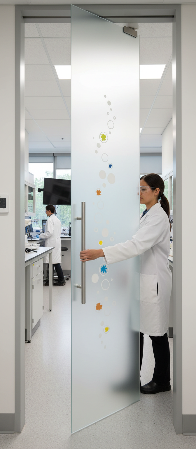 Premium Frameless Satin Glass Door with Brackets and Ball Handle - Custom Sizes Available