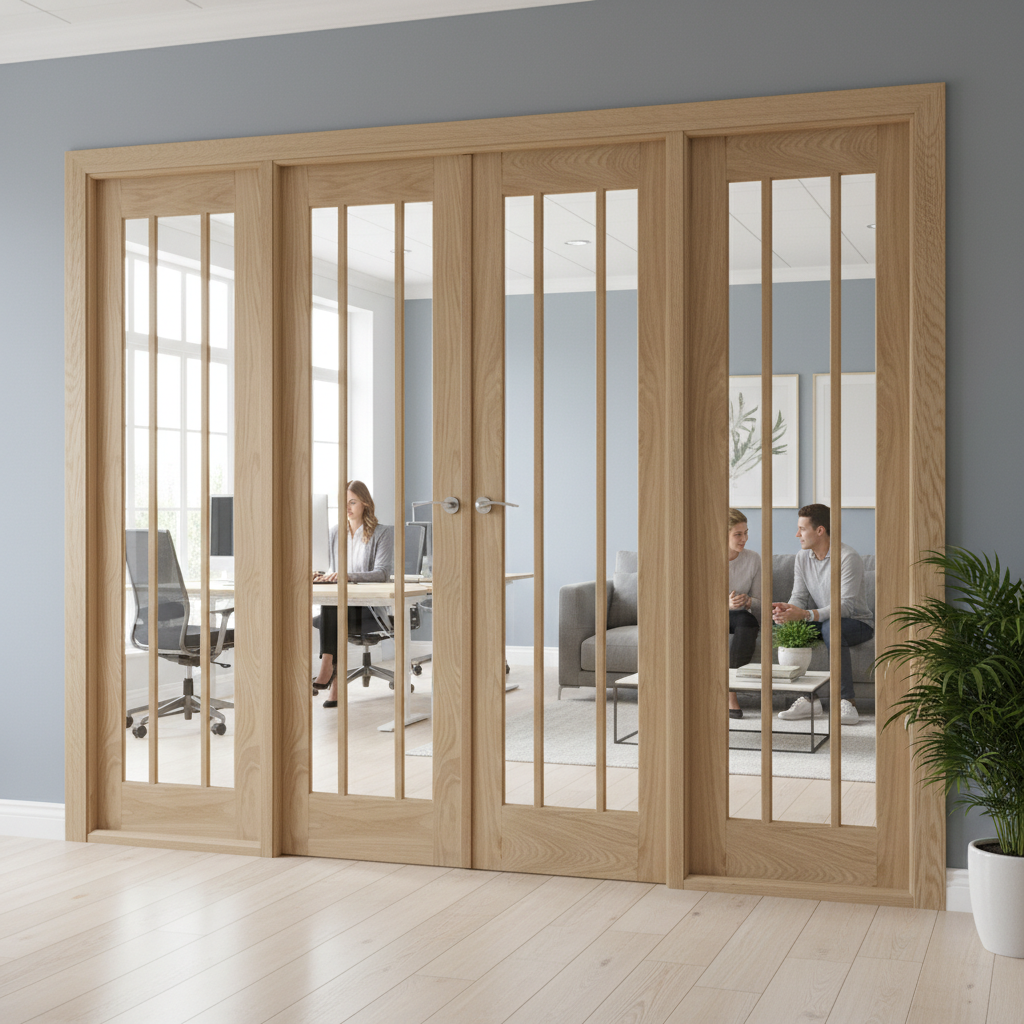 Premium Heavy Duty Oak Room Divider with External Dimensions 80" x 98" and 35mm Thickness for Moisture Protection