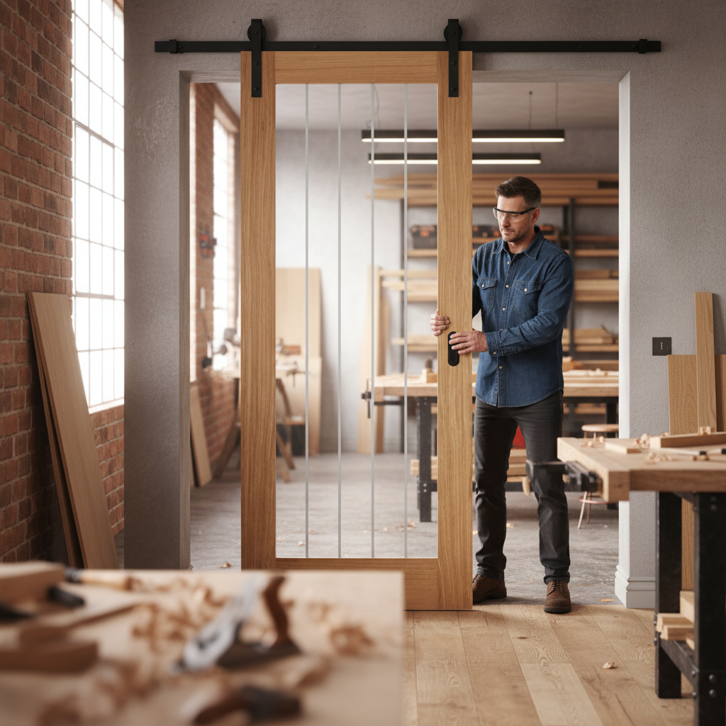 Premium Face Mounted Sliding Door Set for Wooden Doors up to 100kg - 2m or 3m Lengths with Rustic Steel Finish