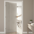 Premium Grey Laminate Internal Door with Etched Glass Panel and Semi-Solid Core Construction