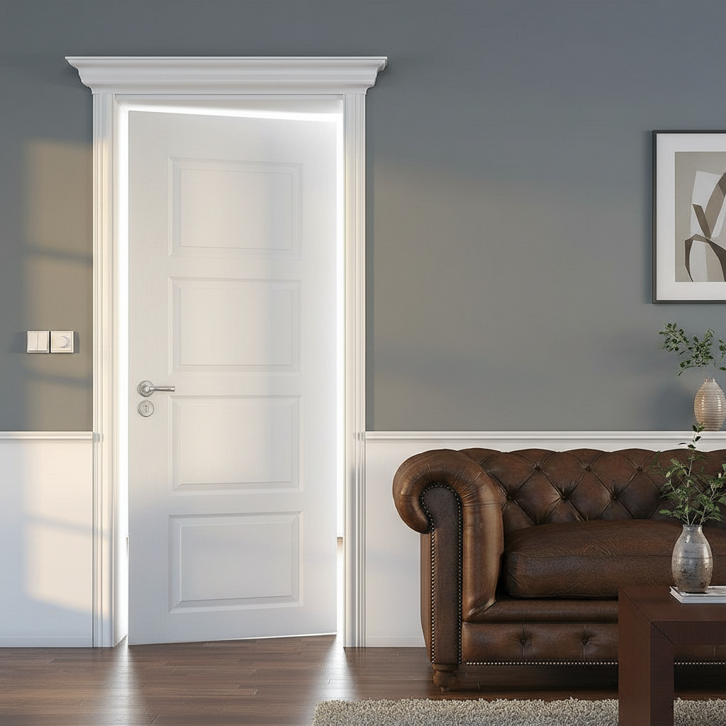 Premium Solid White Contemporary Interior Door with Fire Rating and Engineered Core