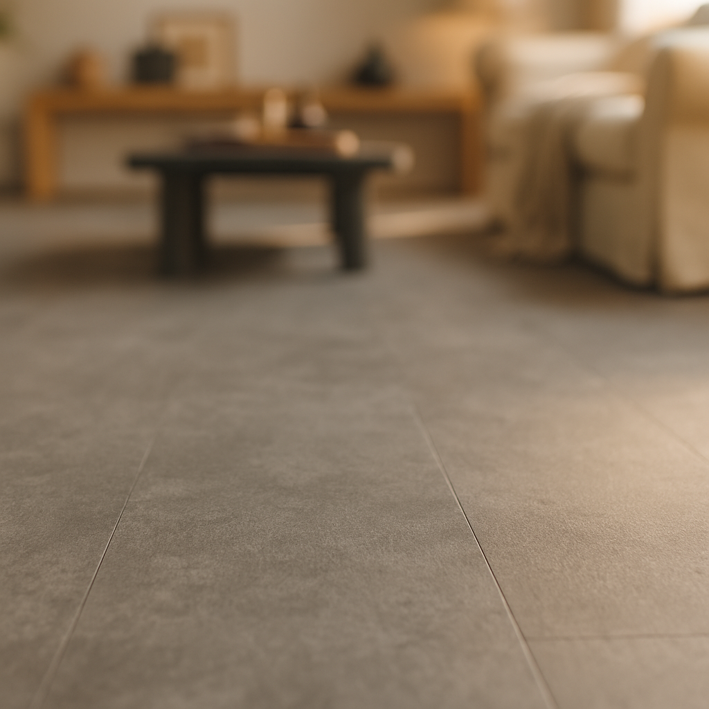5mm Embossed Rigid Core LVT Flooring in Concrete Stone - Prime Plus - detail view