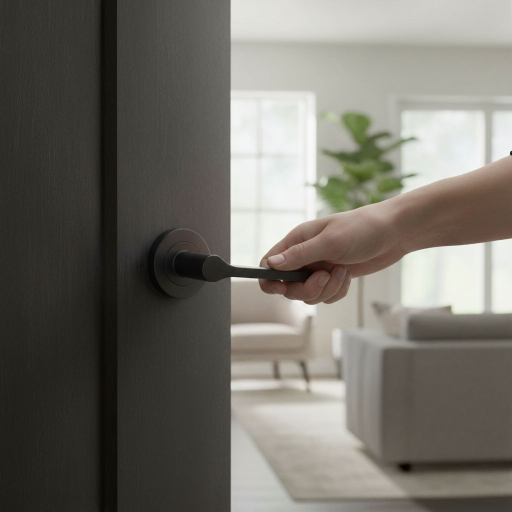 Premium Matt Black Lever on Rose Door Handle - Ergonomic Design for Heavy Use with Fire Door Rating and 25-Year Guarantee