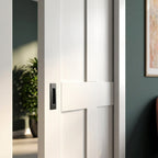 Internal Pocket Door Set, White Primed, Victorian Shaker 4 Panel, 100mm - detail view