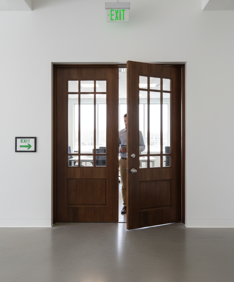 Premium Custom Made Walnut 9 Light Internal Fire Door Pair for Safety and Style - High-Quality Professional Grade for Industrial and Commercial App...