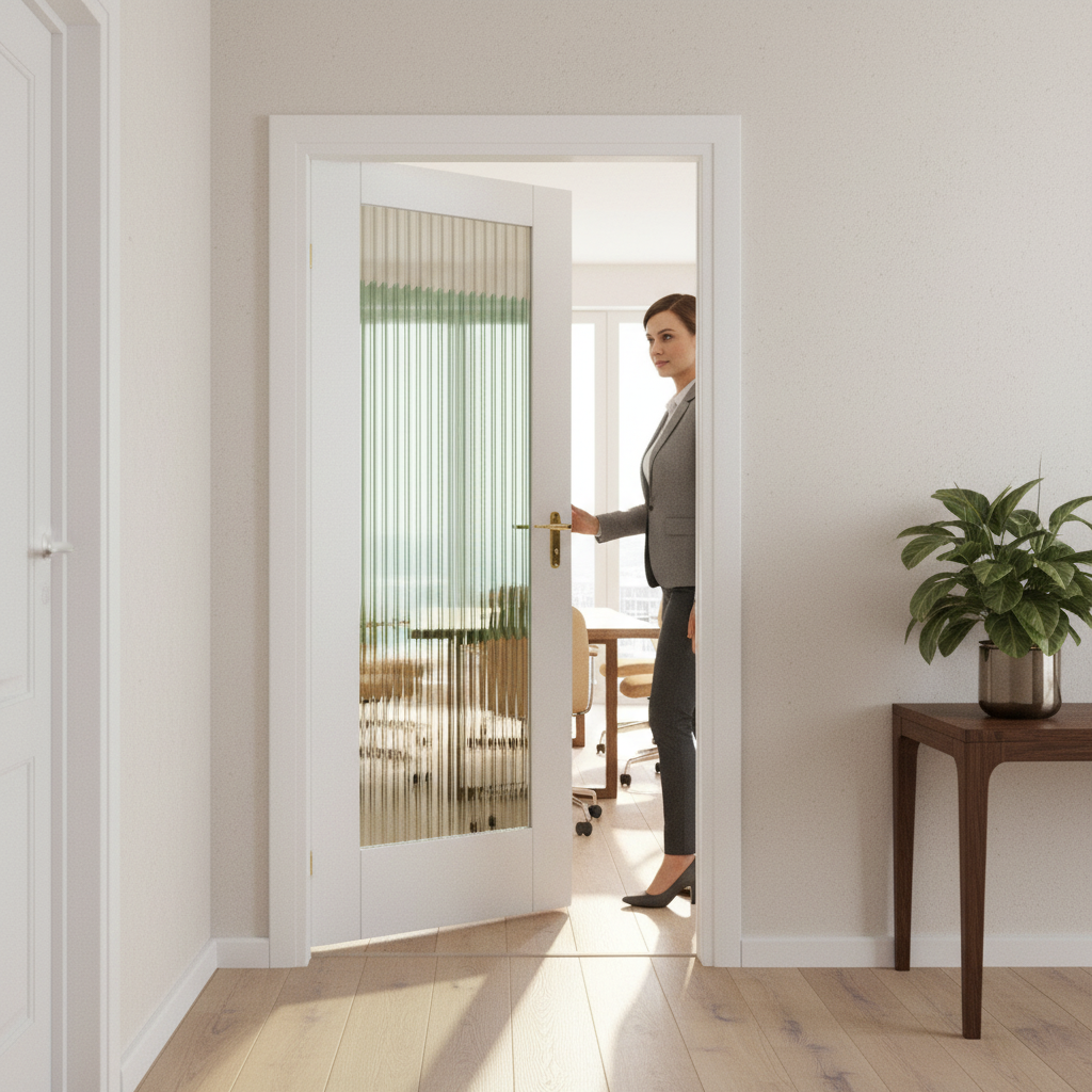 Internal Primed Pattern 10 Heavy Duty 1 Light Reeded Glass Door with Solid Core Construction and Lifetime Guarantee - Image 2