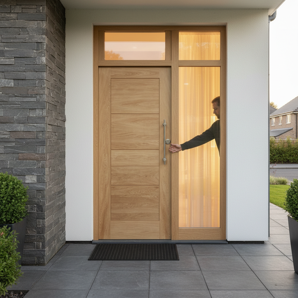 Premium Contemporary External Oak Door with Engineered Construction and A-Grade American White Oak Veneer