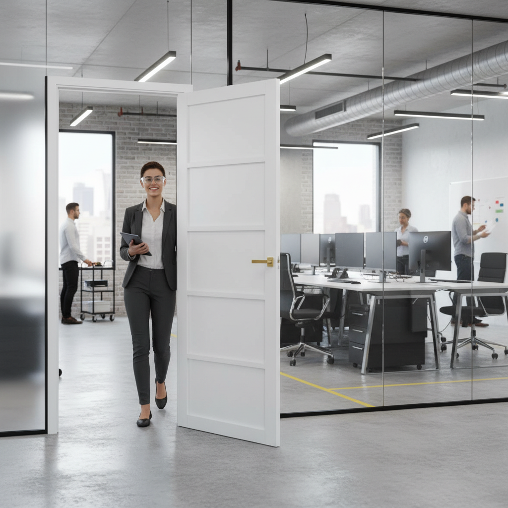 Premium White 5 Panel Industrial Style Door Pair with Solid Core and Easy Installation