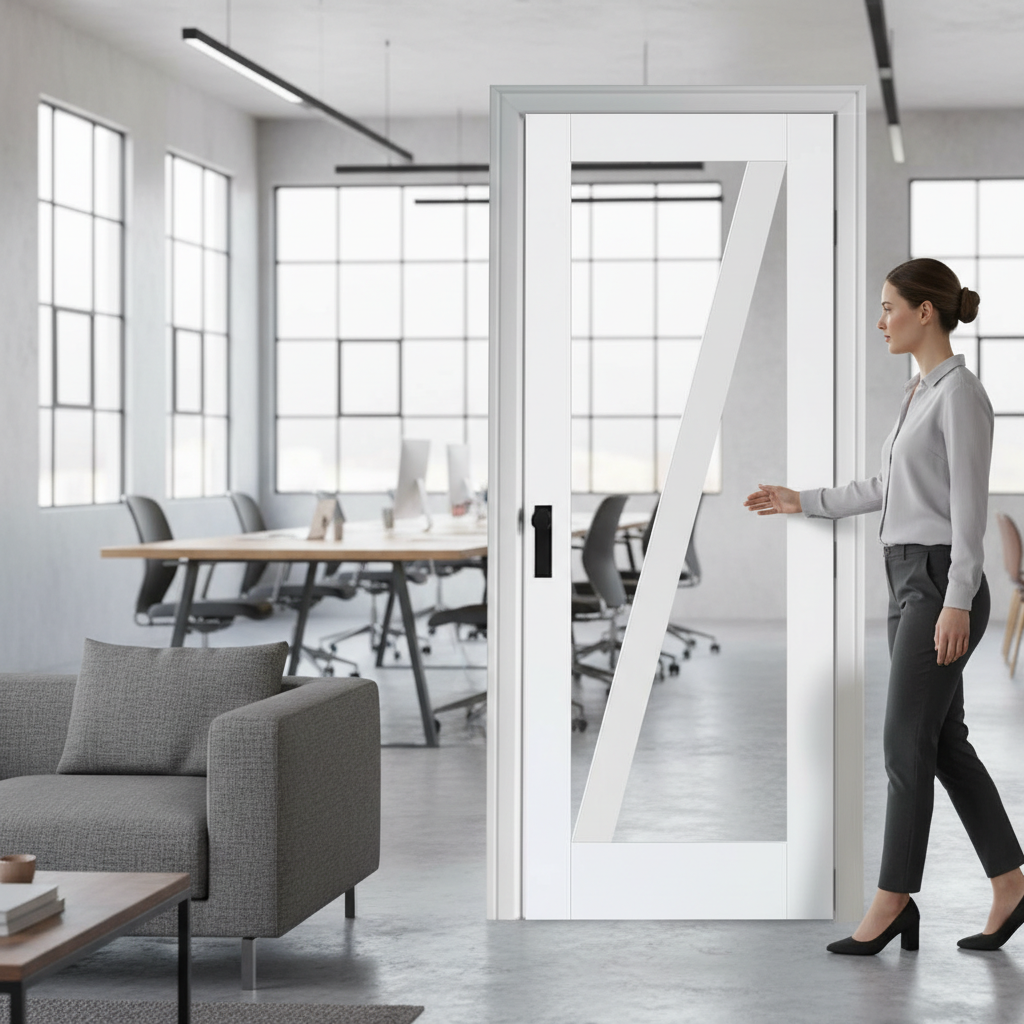 Premium Barn Style White Glazed Internal Door - Enhance Your Home's Elegance - High-Quality Professional Grade for Industrial and Commercial Applic...