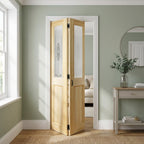 Internal Bi-Fold Door with 2 Light Campion Glass, Unfinished Clear Pine, 4 Panel