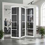 Premium White Tinted Glazed Industrial Style Room Divider with Bi-Folding Doors and High-Quality Track System