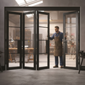 Premium Industrial Style Folding Doors with Clear Glass - 4 Door Configurations Available