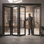 Premium Industrial Style Folding Doors with Clear Glass - 4 Door Configurations Available